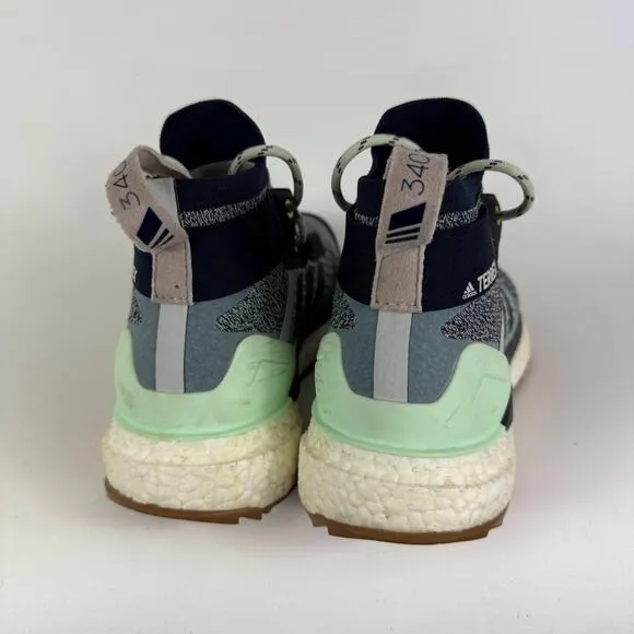 Adidas Terrex Free Hiker Hiking Shoes Women's 6.5 Gray Lace-Up Round Toe Mid Top