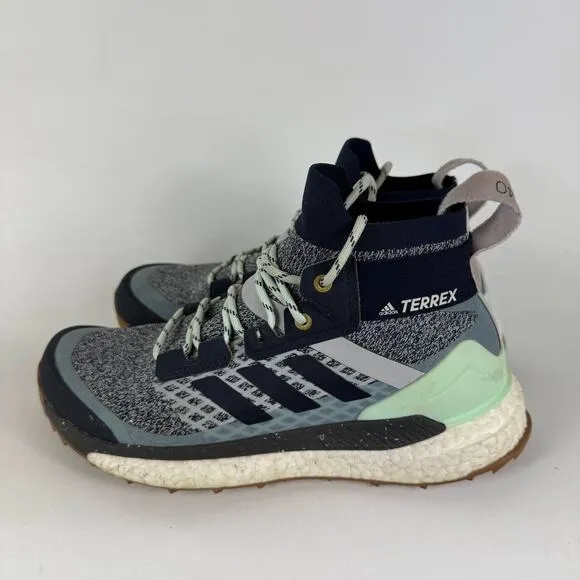 Adidas Terrex Free Hiker Hiking Shoes Women's 6.5 Gray Lace-Up Round Toe Mid Top