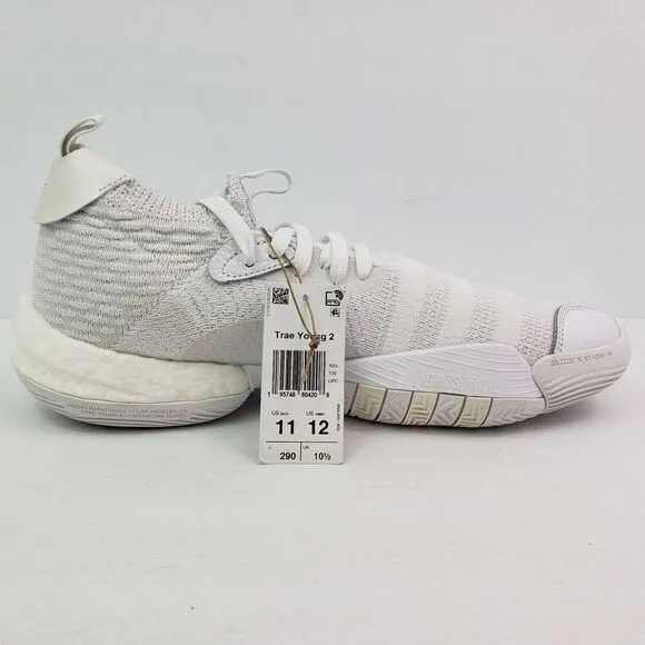 Adidas Trae Young 2.0 Mens Size 11 Triple White Basketball Sneaker Shoes H03844