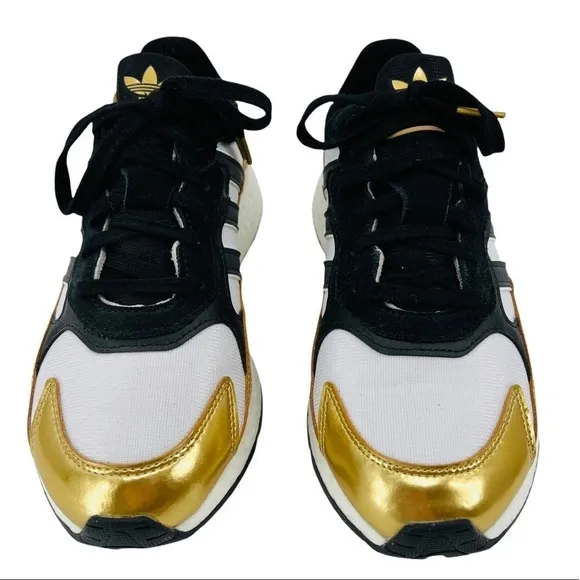 ADIDAS Tresc Run Black &amp; Metallic Gold 90’s Inspired Design Sneakers Size 7M/8W
