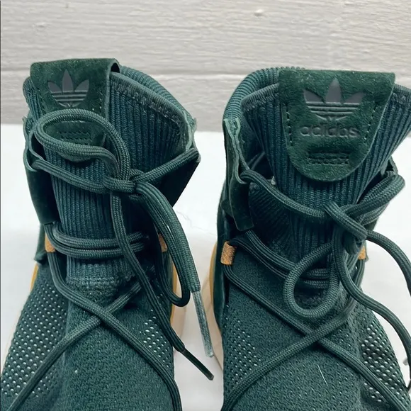 Adidas Tubular Primeknit Green and Tan (almost gold) High-Top Sneakers Size 12