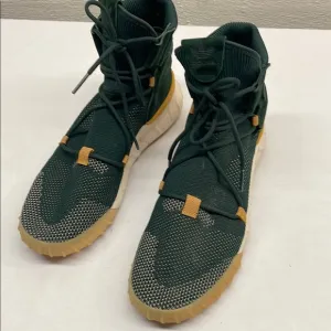 Adidas Tubular Primeknit Green and Tan (almost gold) High-Top Sneakers Size 12