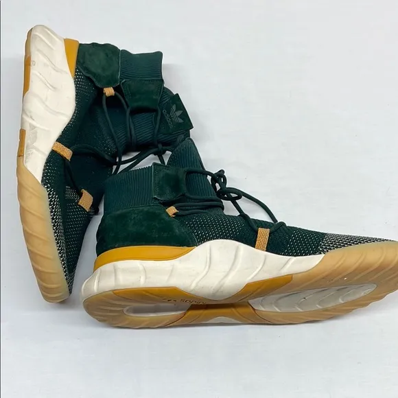 Adidas Tubular Primeknit Green and Tan (almost gold) High-Top Sneakers Size 12
