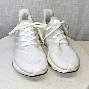 Adidas Ultraboost 21 Running Shoes Triple White Sneakers FY0403 Sz 8.5