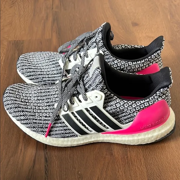Adidas Ultraboost Black and Pink Running Shoes