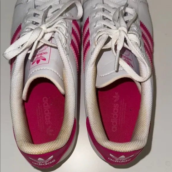 Adidas Women's White and Pink Sneakers