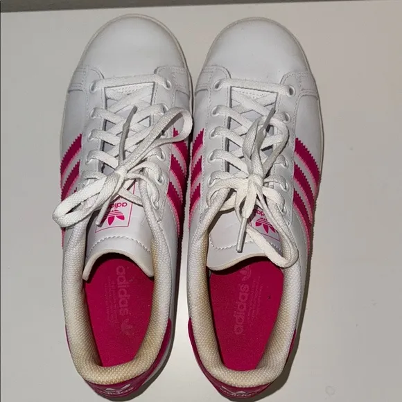 Adidas Women's White and Pink Sneakers