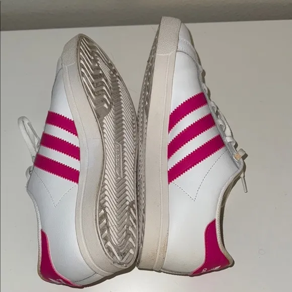 Adidas Women's White and Pink Sneakers