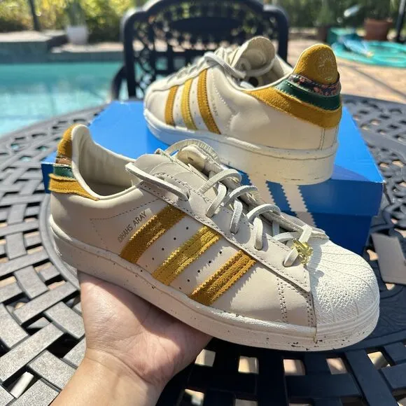 Adidas Yara Shahidi x Superstar Cream Legacy Gold Men's Shoes GZ2764 Size 4