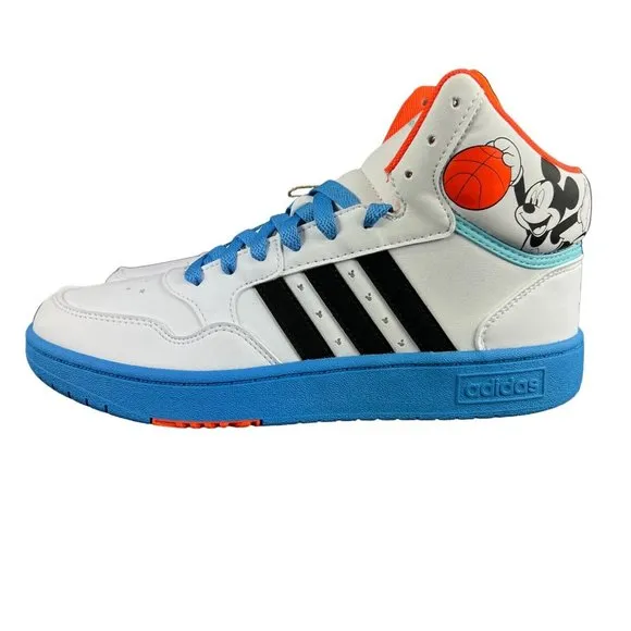 Adidas Youth Hoops Mid 3.0 Mickey White Blue Shoes GY6634 Size 1 - 6 K (GS)