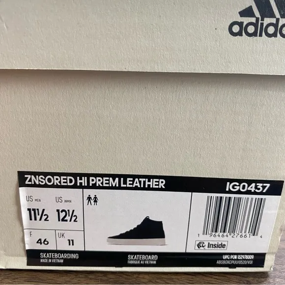 Adidas ZNSOREDHi Leather Sneaker Shoes Black White IG0437 Men’s Sz 11.5