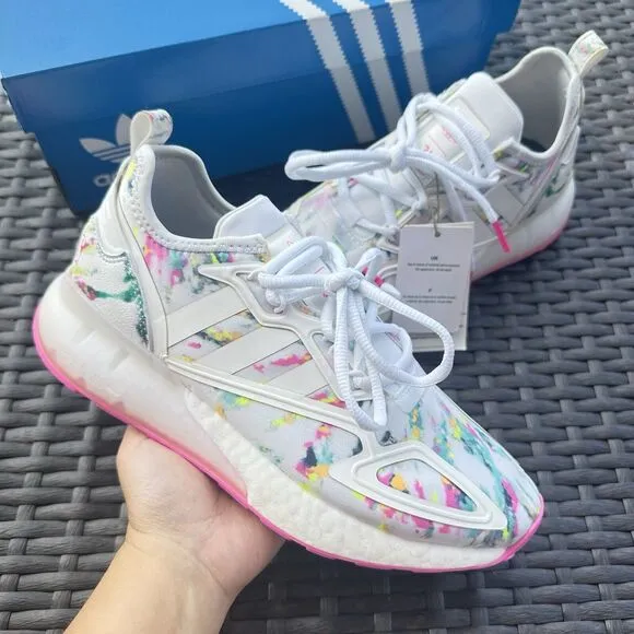 Adidas ZX 2K Boost Watercolor Kid's Athletic Shoes GX5405 Size 4