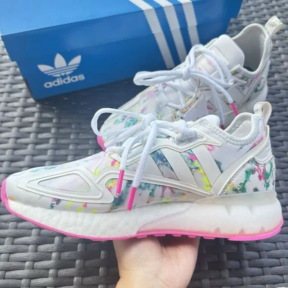 Adidas ZX 2K Boost Watercolor Kid's Athletic Shoes GX5405 Size 4