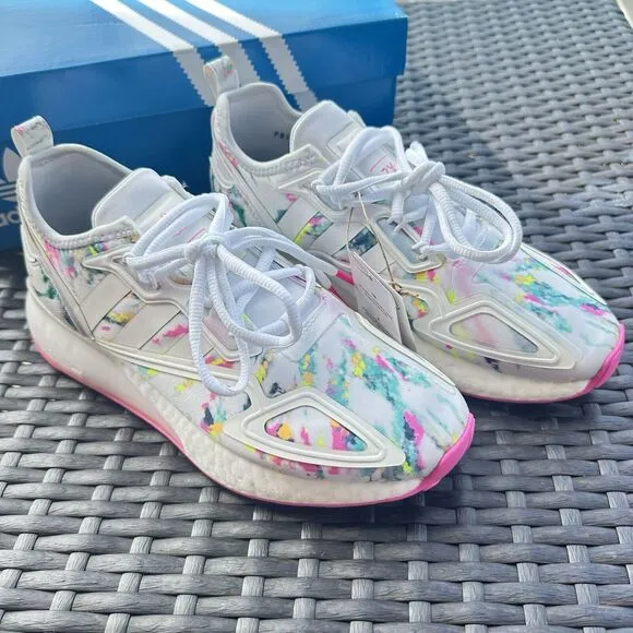 Adidas ZX 2K Boost Watercolor Kid's Athletic Shoes GX5405 Size 4