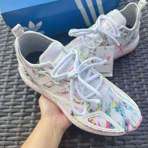 Adidas ZX 2K Boost Watercolor Kid's Athletic Shoes GX5405 Size 4