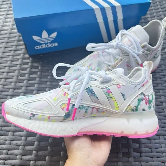 Adidas ZX 2K Boost Watercolor Kid's Athletic Shoes GX5405 Size 4