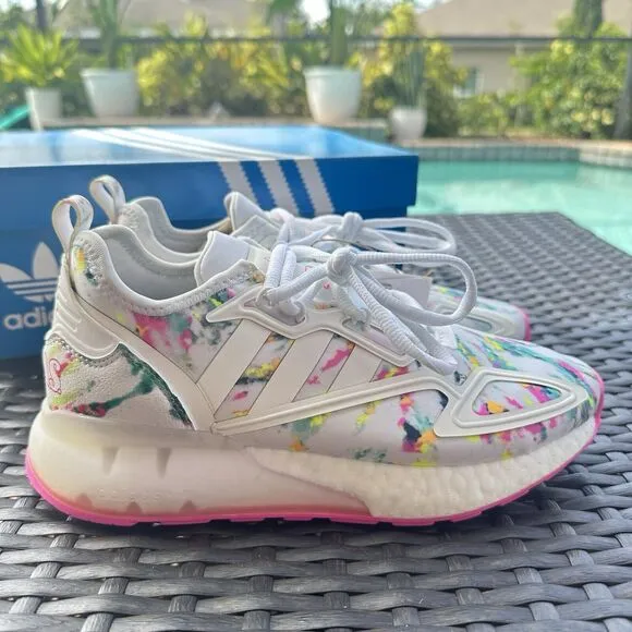 Adidas ZX 2K Boost Watercolor Kid's Athletic Shoes GX5405 Size 4