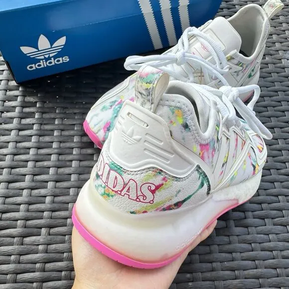 Adidas ZX 2K Boost Watercolor Kid's Athletic Shoes GX5405 Size 4