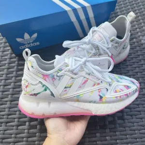 Adidas ZX 2K Boost Watercolor Kid's Athletic Shoes GX5405 Size 4