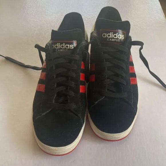 ADIDAS Campus Black Suede Leather Sneakers Size 10