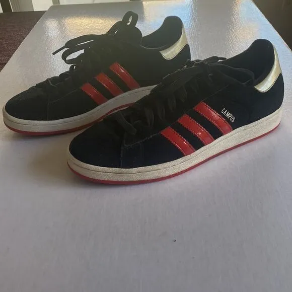 ADIDAS Campus Black Suede Leather Sneakers Size 10