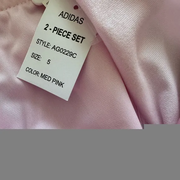 ADORABLE pink ADIDAS sweat suit w/ classic white stripes!Keep her looking cute💕