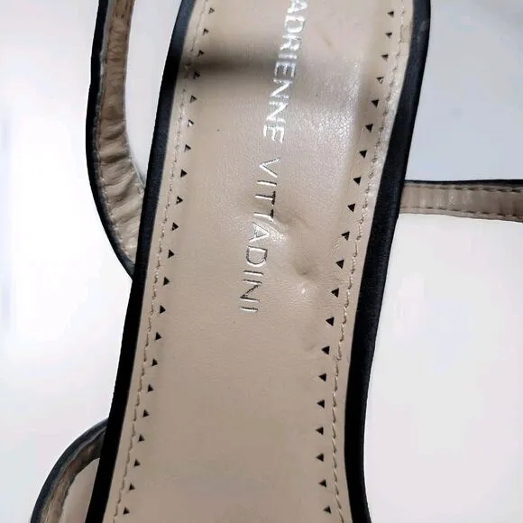 Adrienne Vittadini Shoes Women's 8 Black Germaine Embellished Slingback Sandals