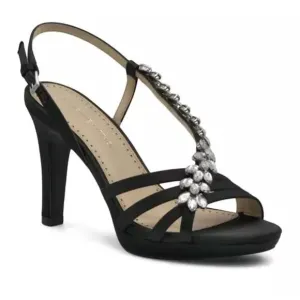 Adrienne Vittadini Shoes Women's 8 Black Germaine Embellished Slingback Sandals