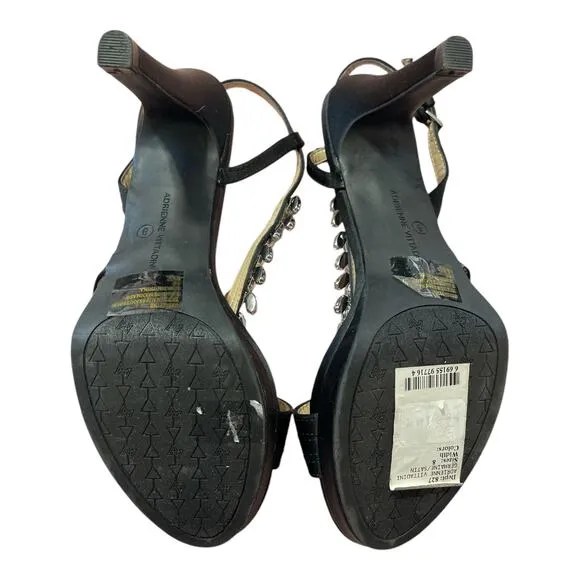 Adrienne Vittadini Shoes Women's 8 Black Germaine Embellished Slingback Sandals
