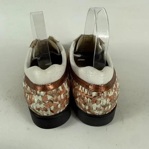 Aerogreen Italy Summer Golf Shoes Womens 8 White Copper Brown Woven Leather