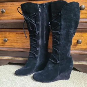 Aerosoles Plum Sauce Black Suede Knee High Boots