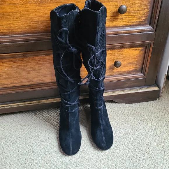 Aerosoles Plum Sauce Black Suede Knee High Boots