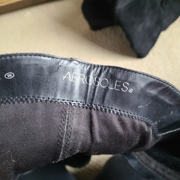 Aerosoles Plum Sauce Black Suede Knee High Boots