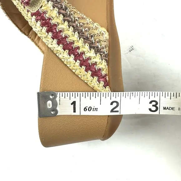 Aetrex Kate Woven Sandals 9-9.5 Multicolor Slip On Thong Shoes Womens