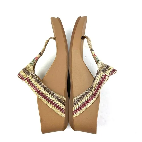 Aetrex Kate Woven Sandals 9-9.5 Multicolor Slip On Thong Shoes Womens