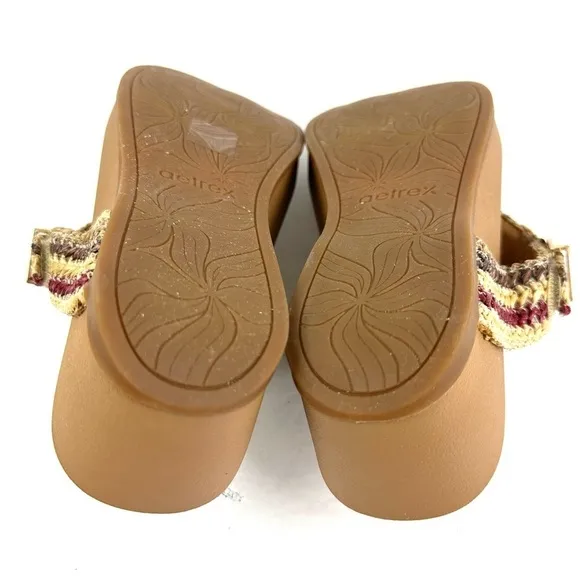 Aetrex Kate Woven Sandals 9-9.5 Multicolor Slip On Thong Shoes Womens