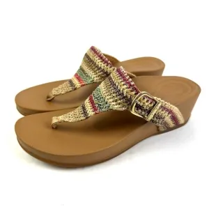 Aetrex Kate Woven Sandals 9-9.5 Multicolor Slip On Thong Shoes Womens