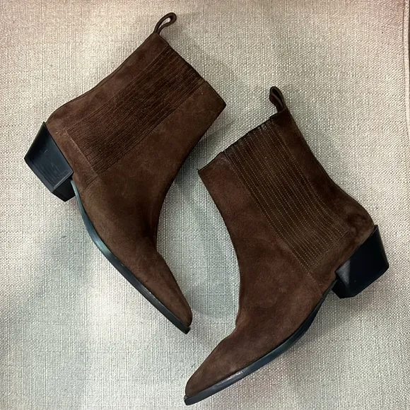 Aeyde Belinda Pointed Toe Suede Ankle Boots Size 37