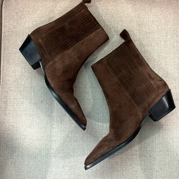 Aeyde Belinda Pointed Toe Suede Ankle Boots Size 37