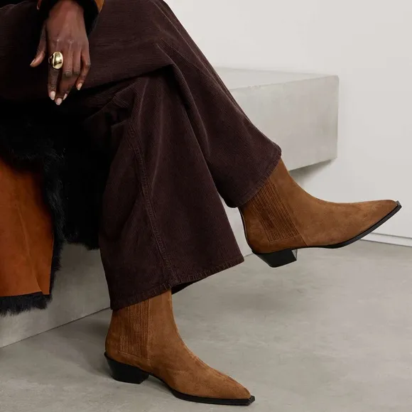 Aeyde Belinda Pointed Toe Suede Ankle Boots Size 37