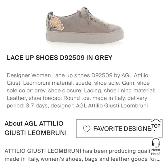 AGL Leombruni Lace Up Sneakers Embroidered Floral Sequin Suede 925090 Beige 38