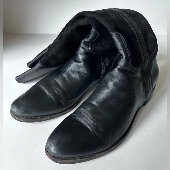 AGL Riding Boots in Black Suede and Leather Size 38
