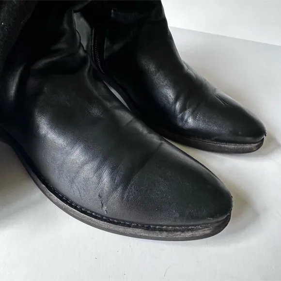 AGL Riding Boots in Black Suede and Leather Size 38