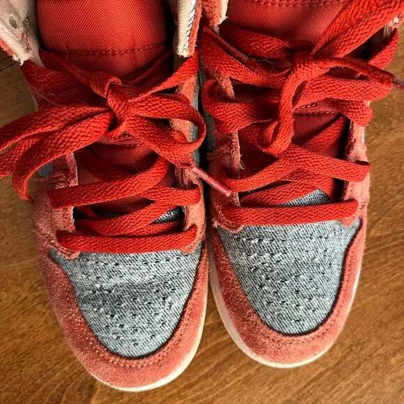 Air Jordan 1 Mid Denim/Red Suede 2.5Y