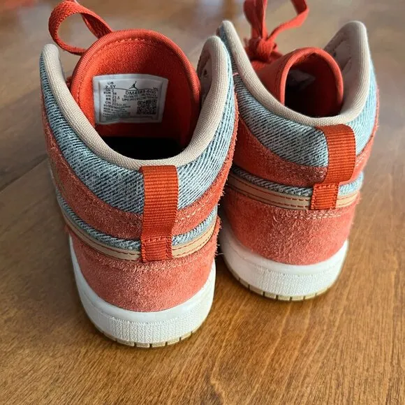 Air Jordan 1 Mid Denim/Red Suede 2.5Y
