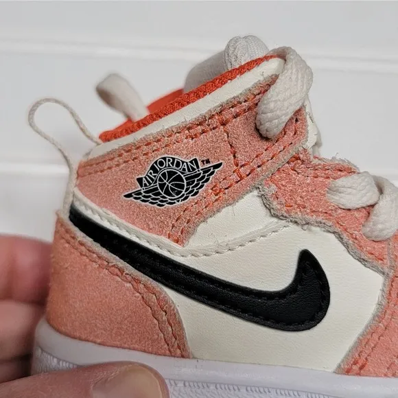 Air Jordan 1 Mid SE Orange Suede (TD) Sneakers