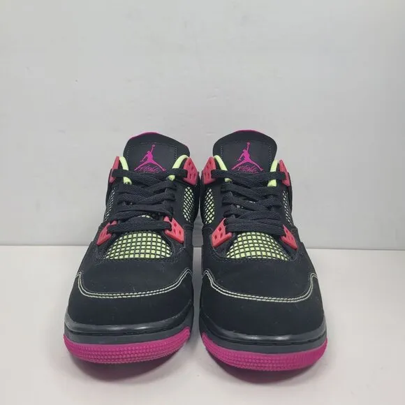 Air Jordan 4 Retro 30th GG Youth Black Pink Neon Sneakers 705344-027 US Size 6Y