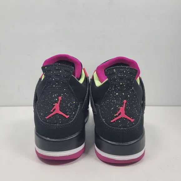 Air Jordan 4 Retro 30th GG Youth Black Pink Neon Sneakers 705344-027 US Size 6Y