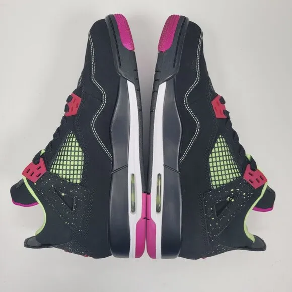 Air Jordan 4 Retro 30th GG Youth Black Pink Neon Sneakers 705344-027 US Size 6Y
