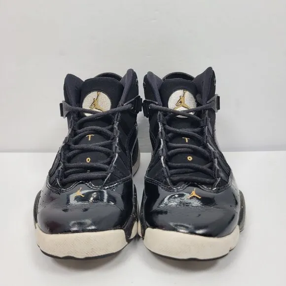 Air Jordan 6 Rings Kids Black Metallic Gold Shoes 323432-007 US Size 1.5Y